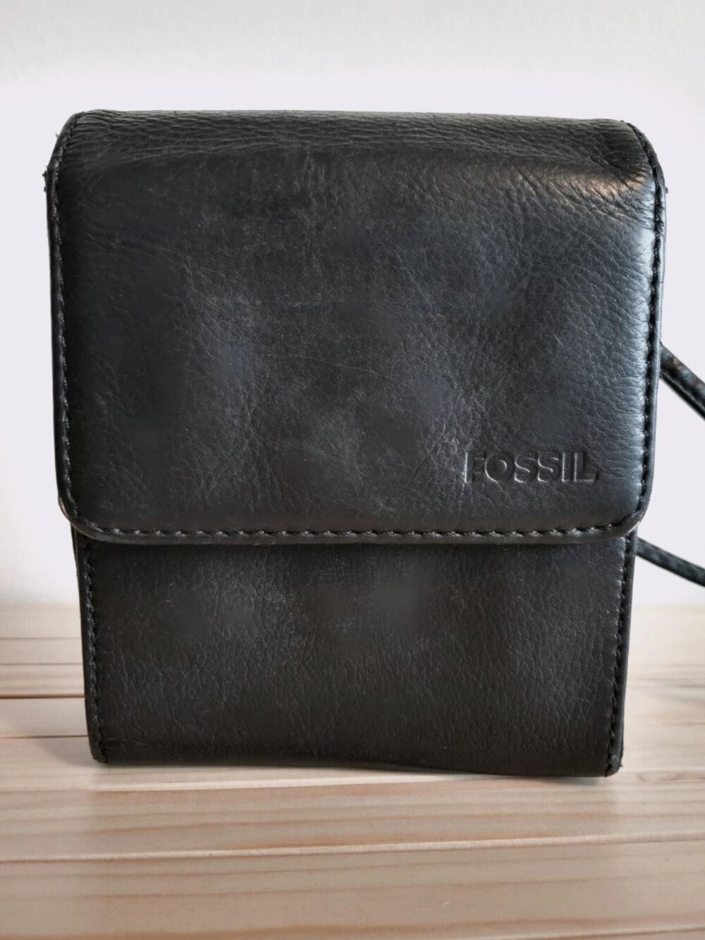 FOSSIL Vintage Genuine Leather Crossbody Bag Purse Organizer Wallet 1960’s